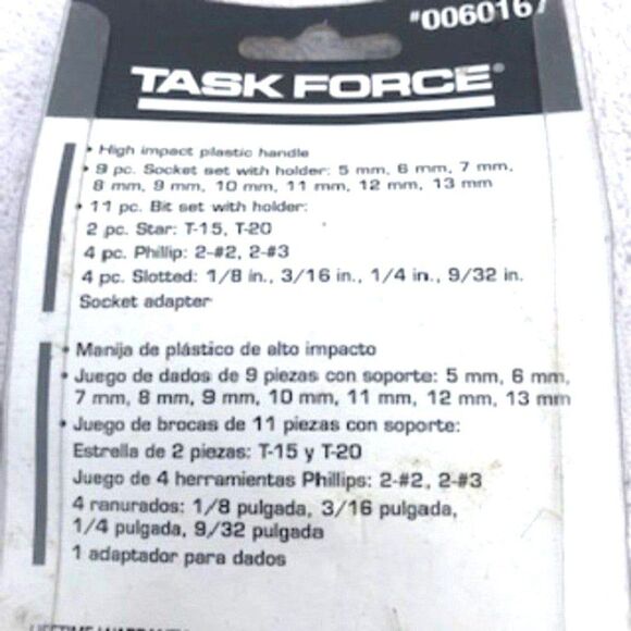 T-bar Driver Set . 21 Piece . Task Force ......... New in Package - Picture 3 of 4